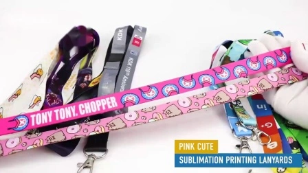 Individuell mit Logo bedrucktes Polyester-Abzeichenband, Halsband, Handydruck, gewebtes Sublimations-Rosa-Nylon-Lanyard mit Schlüsselanhänger, Ausweishalter, Werbegeschenk